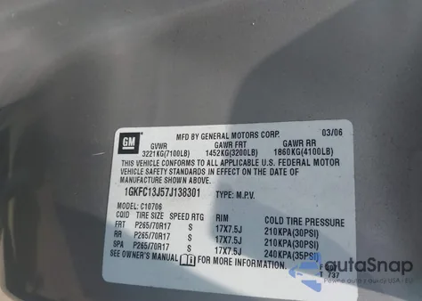 2007 GMC Yukon Slt z USA, uszkodzony, nr VIN 1GKFC13J57J138301